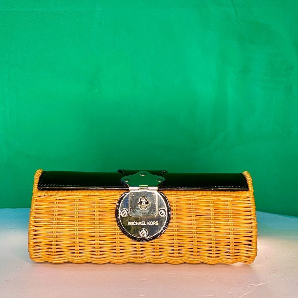 MICHAEL Michael Kors Yellow and Black Wicker Clutch